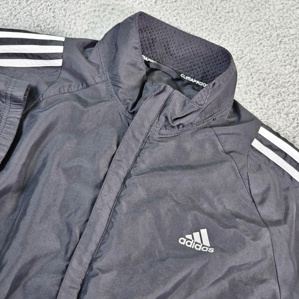 Adidas Response Jacket Mens Large Black Clima365 Windbreaker 3 Stripe P45911